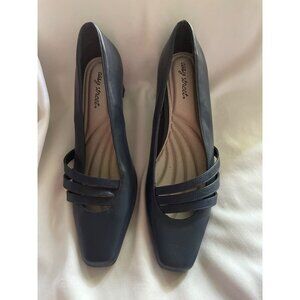 Easy Street Womens Navy Heels Square Toe Block Heel Comfort Shoes Size 11